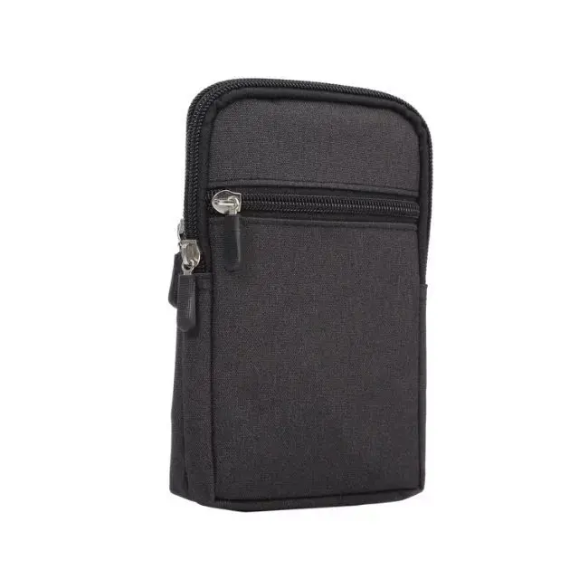 Универсальный Повседневное деним двойные карманы поясная сумка крюк-Петля Кошелек Сумка Sport Cases для всех смартфонов 6,3 дюймов ниже телефон охватывает - Цвет: Black