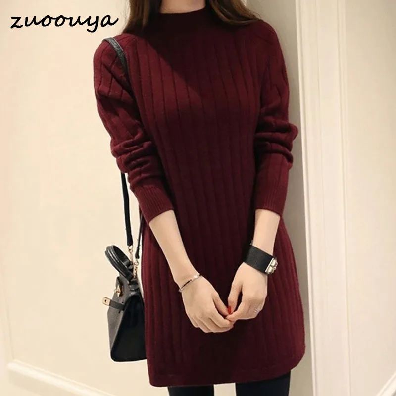 New Winter Loose Half A Turtle Neck Long Sleeve Pullovers Female In The Joker Knitwear Render Unlined Upper Garment# 190007 | Женская