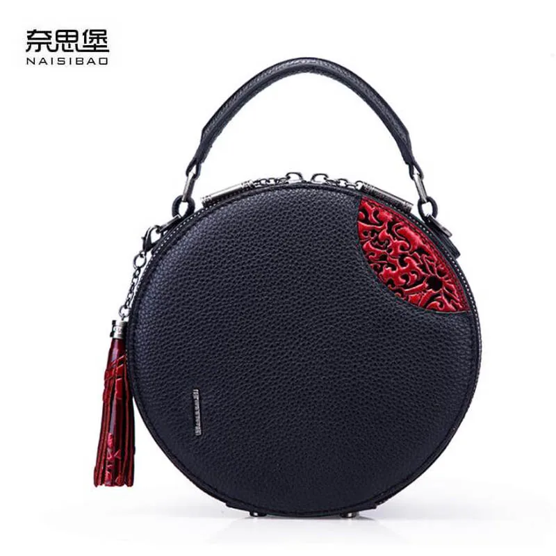 NAiSIBAO 2019 New top Cowhide women genuine Leather bag fashion Embossed bag luxury designer ...