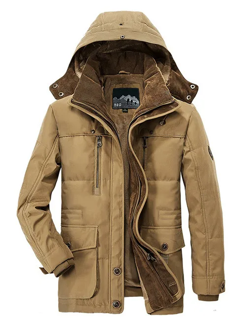khaki Брендовая зимняя мужская куртка, размер 5XL 6XL, теплая Толстая ветровка, высокое качество, флис, хлопок, ватник, парка, Военный стиль, пальто, одежда - Цвет: khaki