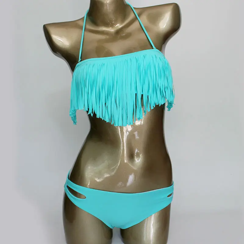 Hot Tassel Swimwear Bikini Set Women Swimsuit  Bandeau Bikini Fringe Biquini Brazilian Bathing Suit Girls Swimwear biquine Swim