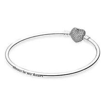 

Authentic 925 Sterling Silver Bead Charm Bracelet Fit Original Moments Always in My Heart Pandora Bangle Women DIY Jewelry Gift