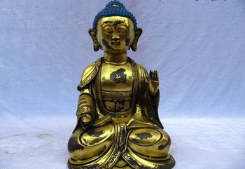 

USPS to USA S0105 Tibet Bronze Gild Sakyamuni Bhaisajyaguru Buddha Statue