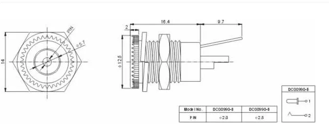 DC099 5,5 мм x 2,1 мм разъем питания постоянного тока Гнездовой разъем для крепления на панель металлический разъем 5,5*2,1 5,5*2,5