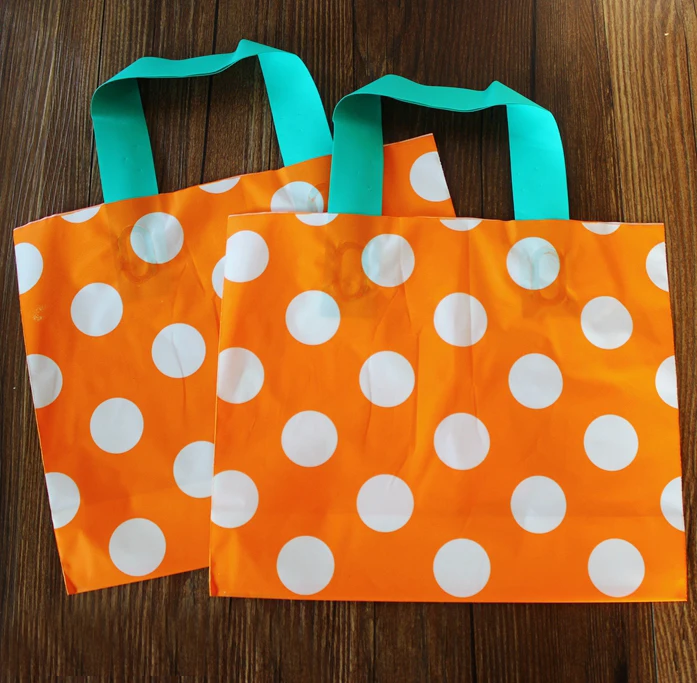 

plastic gift bags,plastic shopping bags,Festival gift package "Orange Polka dot print" 50pcs/lot
