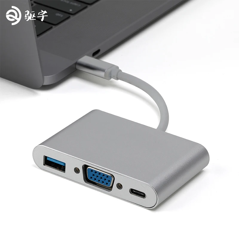 USB C VGA USB3.0 и PD концентратора Алюминий сплав 1080 P 3 0 с Тип зарядки для