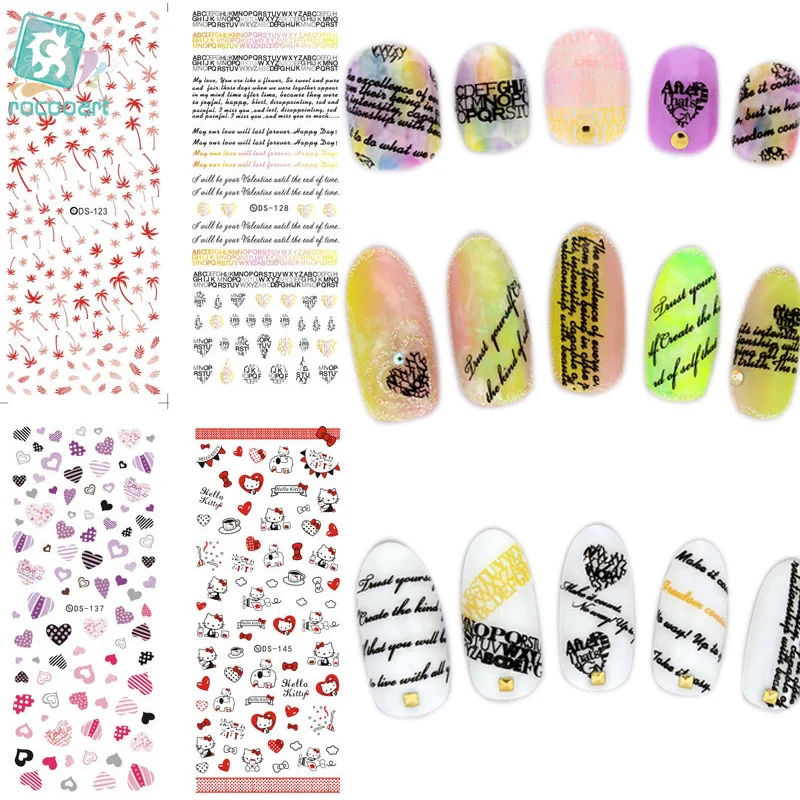

DS121-150 2017 DIY Water Transfer Nails Art Sticker English Letter Little Element Nail Wrap Sticker Tips Manicura nail foil