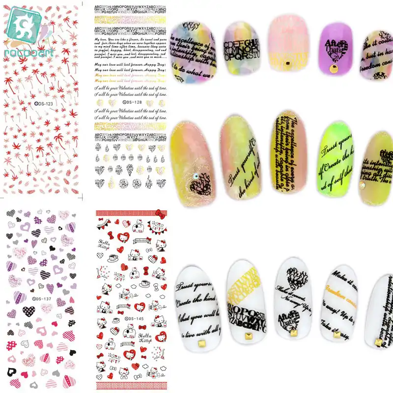 Rocooart Ds121 150 2018 Diy Water Transfer Nails Art Sticker English Letter Little Element Nail Wrap Sticker Tips Manicura Nail - 