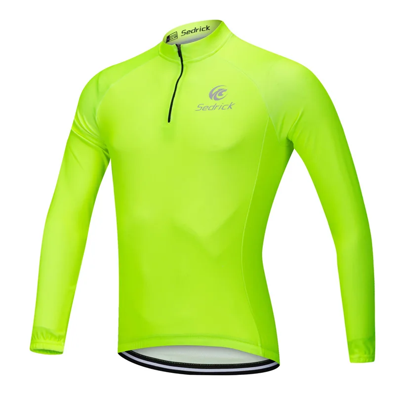 Fluorescent Green Sedrick 1/4 на молнии с длинным рукавом Майки для велоспорта Pro Bike Team MTB Road Ciclismo спортивные Джерси Верхняя одежда 4 цвета XS-4XL для мужчин - Цвет: Fluorescent Green
