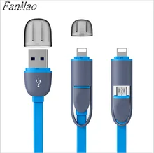 Micro USB Cable Colorful 8Pin 2 in 1 Sync Data Charging USB Cable for IOS 5 6 6s Fast Charger Cable for Android Smartphone