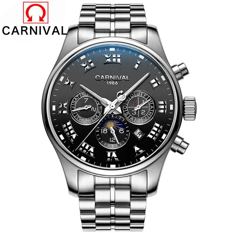 

Carnival Business Automatic Mechanical Watches Mens Top Brand Luxury Men Watch Full Steel Waterproof Wristwatches erkek saat