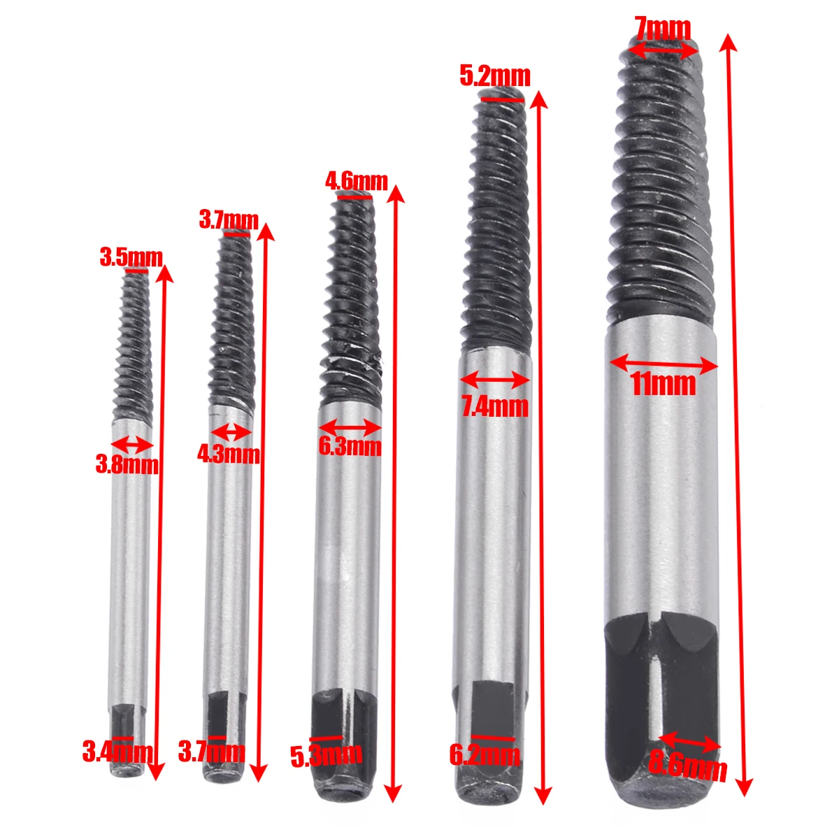 5pcs Screw Extractor 3-18mm Broken Bolt Remover Drill Bit  Remover Easy Out Power Tool with Box