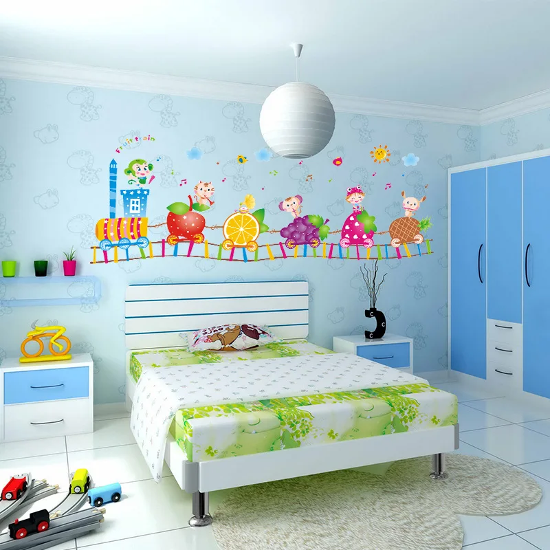 Creative cartoon stickers fruit train cartoon children ...