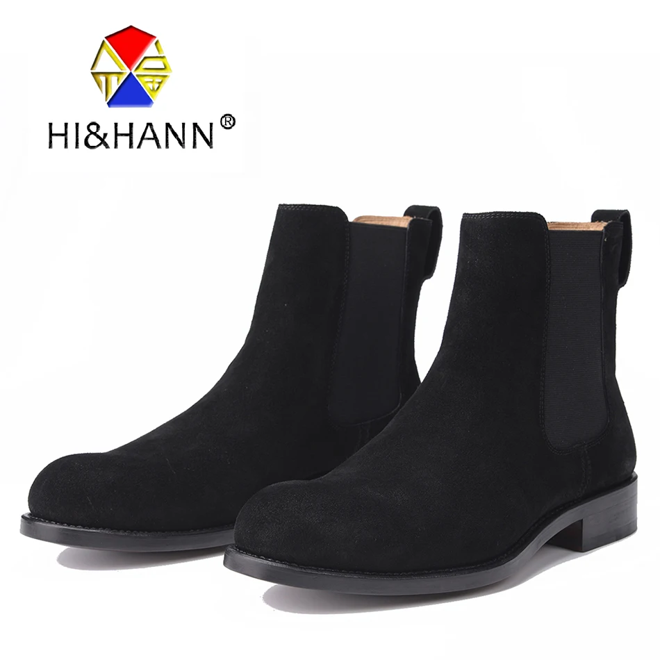 Men Nubuck Leather Black Fashion Boots Goodyear Handmade Genuine Leather Outsole Men Boot Size US 6-13 Free shipping