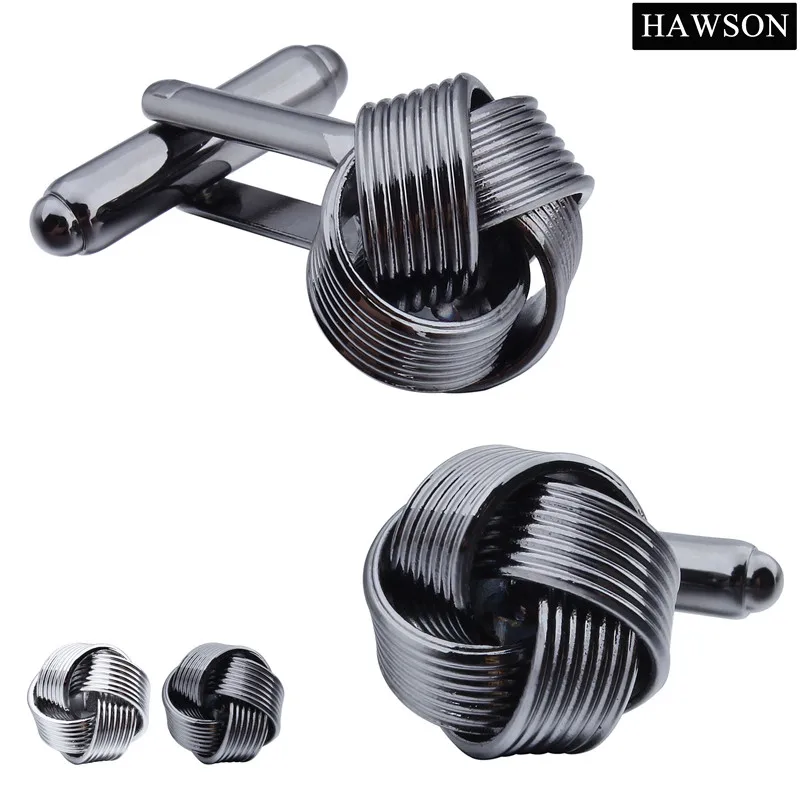 

HAWSON High Quality Classic Cuff links Knot Mens Silver Color Cuff Button for Casual Shirt