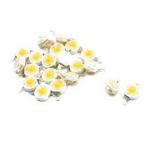 20 pces 2 pinos smd 1w 3-3.2v branco quente conduziu a lâmpada do emissor de luz