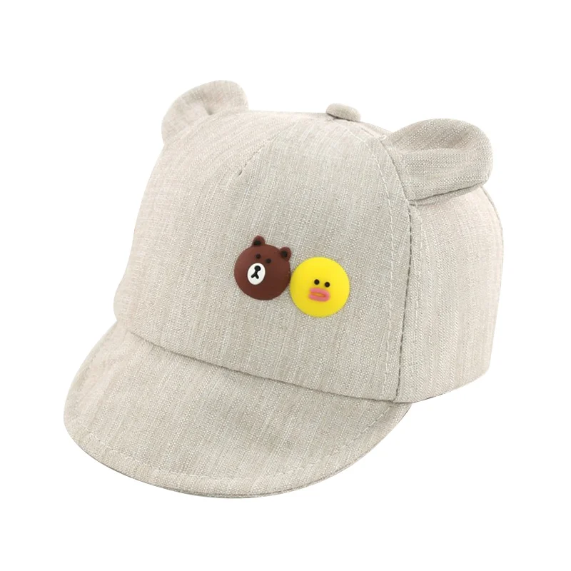 Casual Cotton Baby Cap For Girls Thin Spring Summer Baby Sun Cap Cartoon Bear Ears Newborn Boys Hat Fashion Baby Girls Clothing (9)