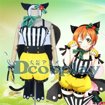

Full set lovelive Anime Cosplay Costume Hoshizora Rin Maid Cat Uniforms Cosplay Costume Japanese halloween Costume
