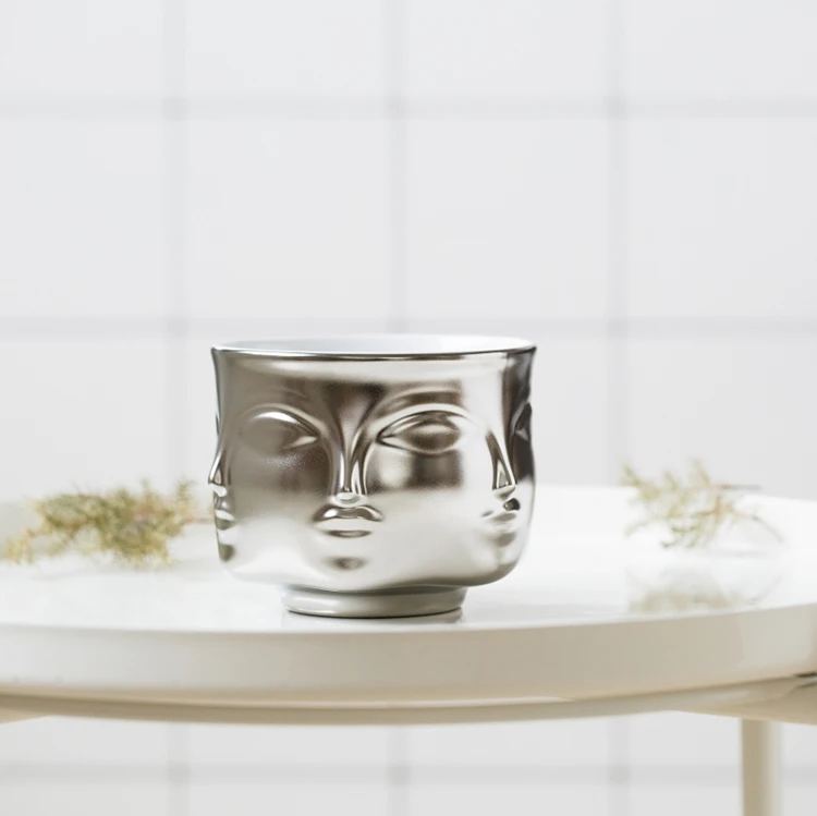 Керамический цветочный горшок, дизайн лица, керамическая ваза ...