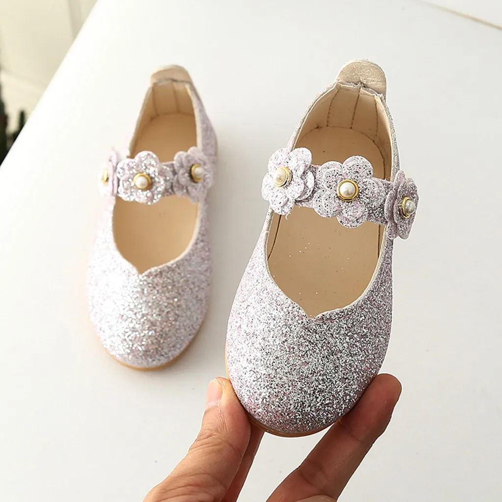 

Children Kid Baby kids shoes girls Solid Flower Bling Student Single Dance Princess Shoes kinderen schoenen meisjes#XB25