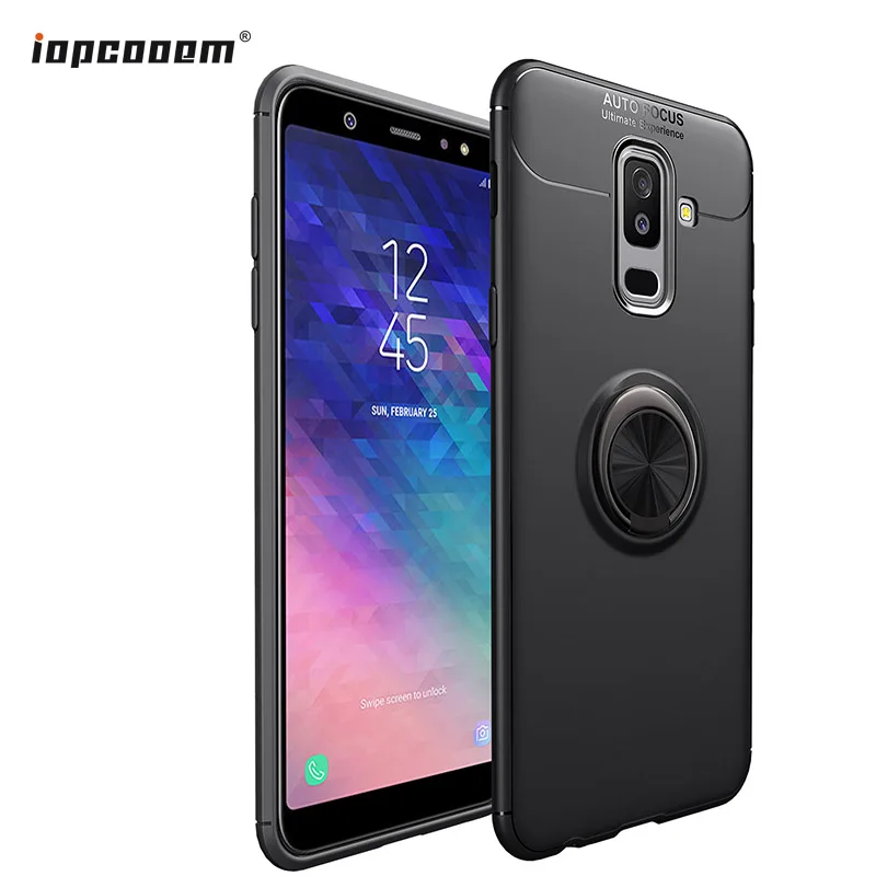 

Luxury Bracket Ring Shockproof Case For Samsung Galaxy A6 Plus Full Cover For Samsung A6 Plus A6+ TPU Soft Silicone Holder Cases