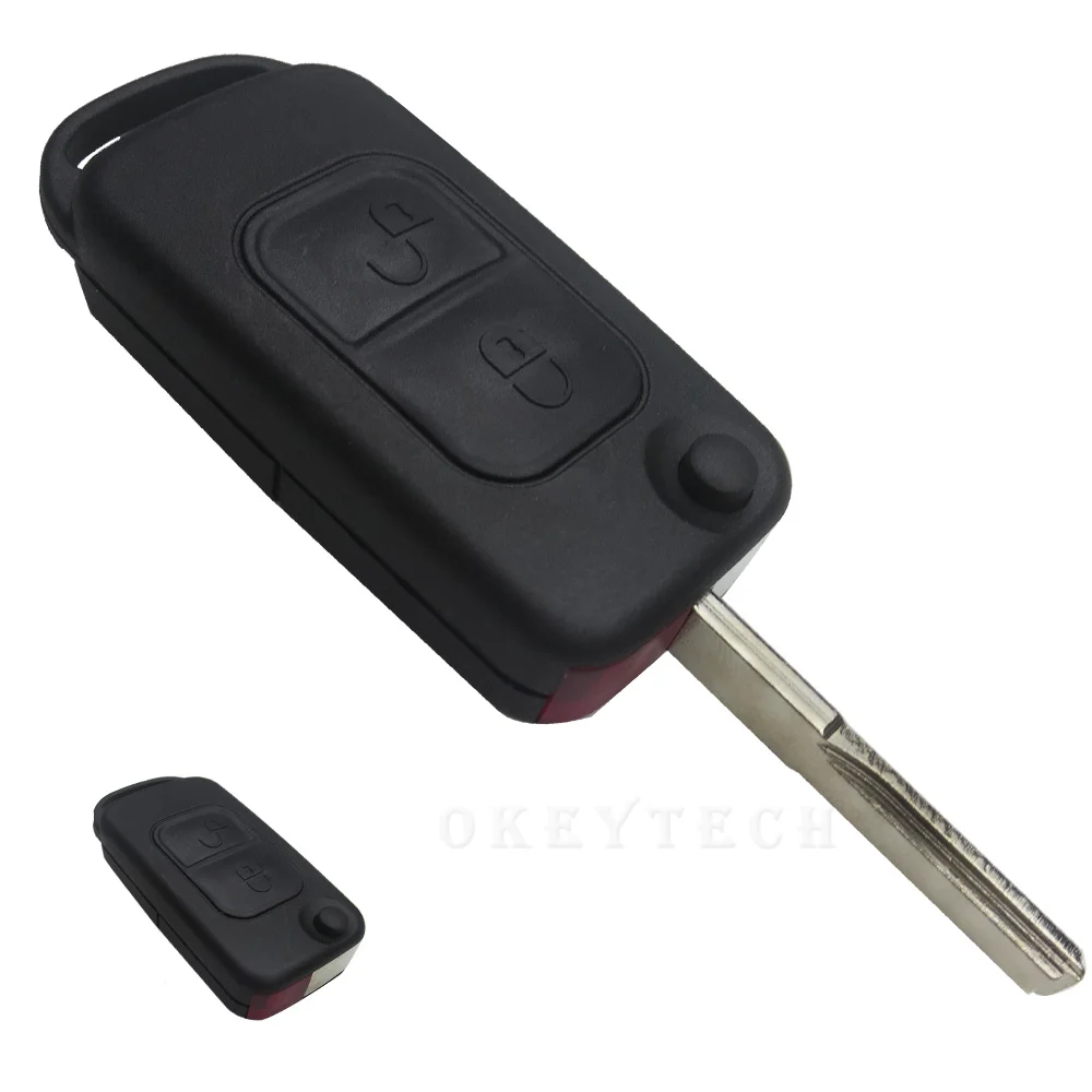 

Okey Tech For Mercedes Benz C E S SL 2 Buttons Flip Folding Remote Car Key Shell 2 Track Uncut Blade Cover Case Replacement