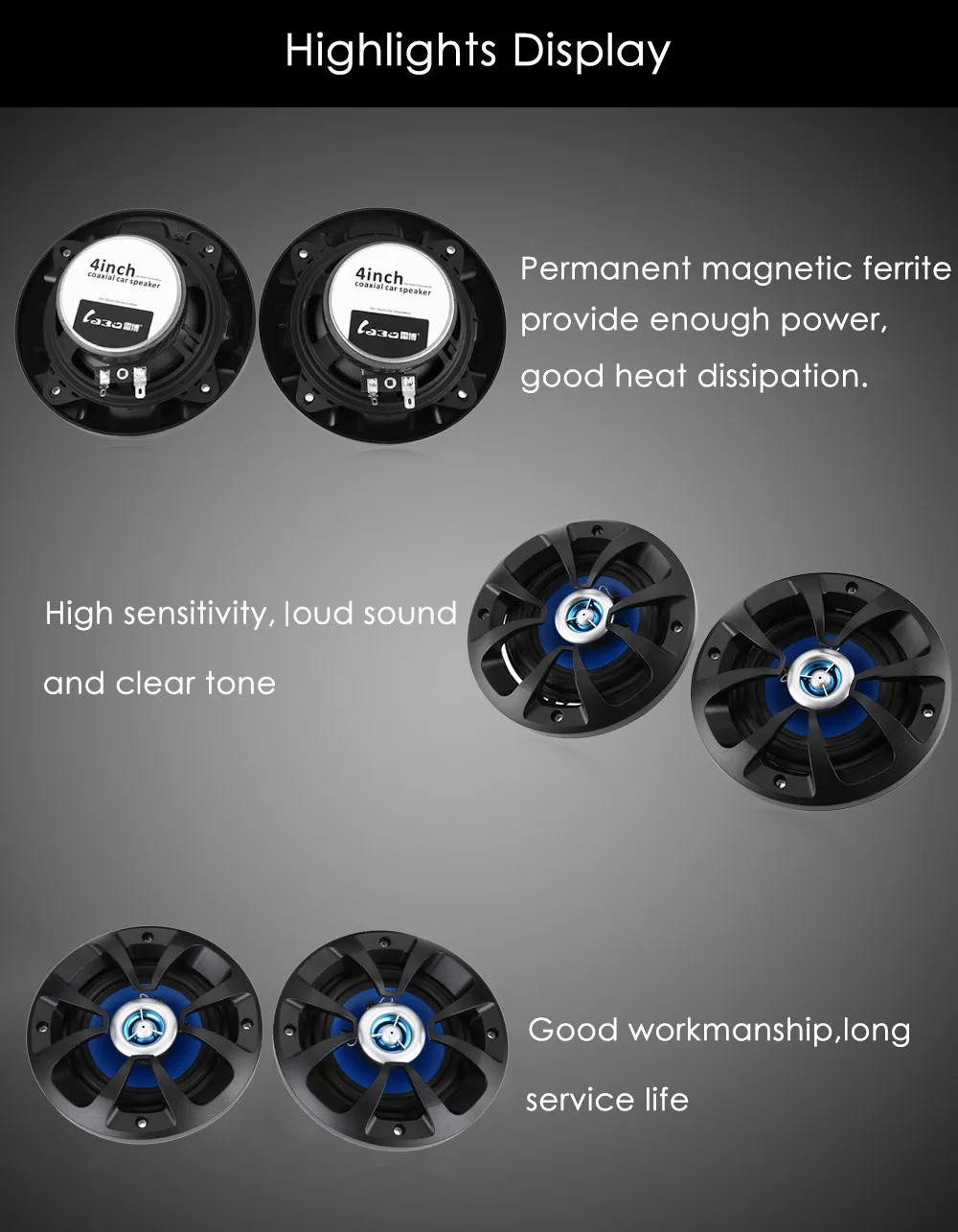 Парные Labo фунто-pp2402t 4 дюйм(ов) автомобильной Коаксиальная Динамик громкий звук высокой чувствительности музыка стерео громкий Динамик