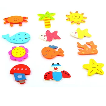 

12pcs/set Cute Wooden Fridge Magnets Cartoon Animal Sticker Refrigerator Magnet Pattern Random Early Learning 2019 Hot