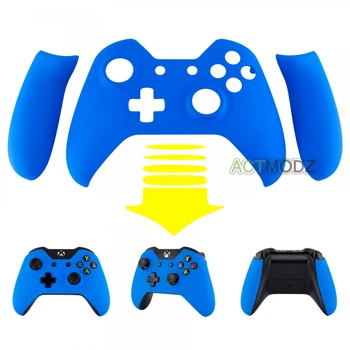 

#XOJ1106 Front Housing Shell Faceplate with Side Rails for Xbox One Controller Soft Touch Blue