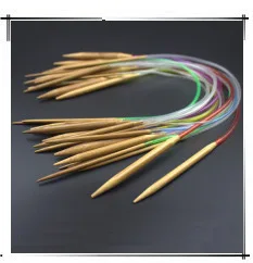 18 пар 3" 100 см многоцветная пластиковая трубка Гладкий натуральный круговой бамбуковый вязальный крючок спицы для вязания набор инструментов