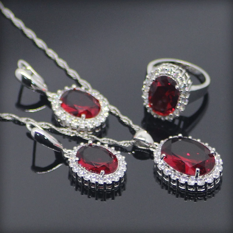 Buy 925 Sterling Silver Red Jewelry Sets For