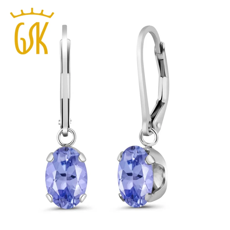 

2.32 Ct Oval Blue Tanzanite 925 Sterling Silver Earrings