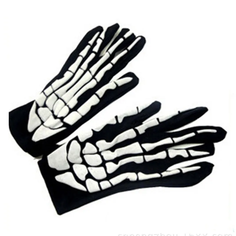  Halloween Horror Skull Claw Bone Skeleton Goth Racing Full Gloves Hand Gloves guantes eldiven handschoenen 40FE1802