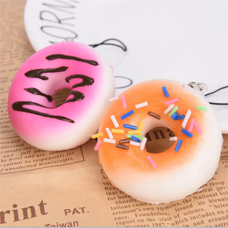 

5 CM Artificial Fake Squishy Cute Soft Bread/Donut Phone Keychain for Phone Decor Kawaii Cute Strap Kid Present