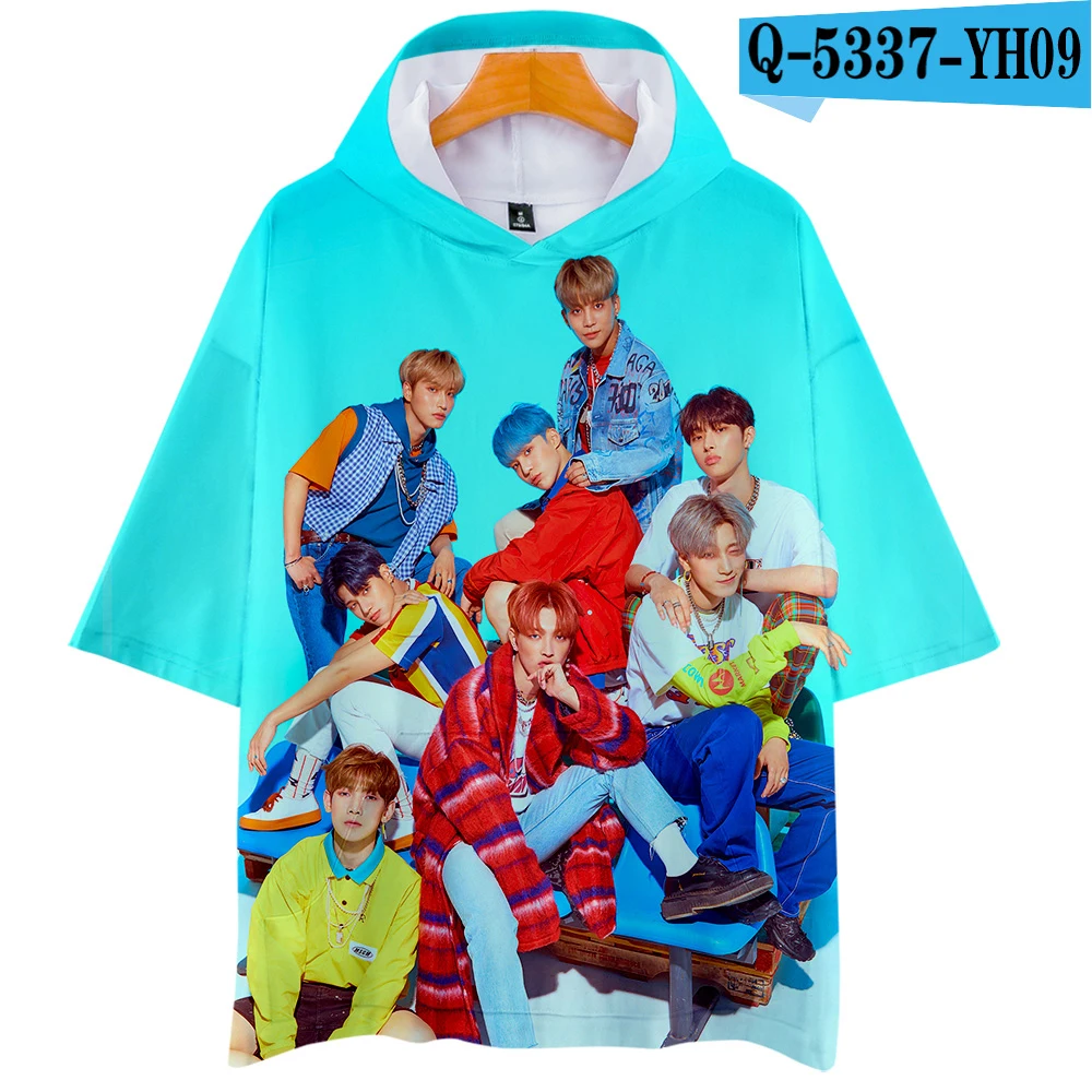 Young style ATEEZ 3D толстовки новые с коротким рукавом модная летняя футболка классная и дышащая футболка с коротким рукавом Kpop ATEEZ Повседневная - Цвет: M