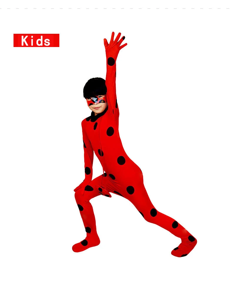 Hot New Adult Kids marinette Ladybug with Wig Bag Children Girls Ladybug Cosfans Costumes Lady Bug Costume for Halloween Cosplay