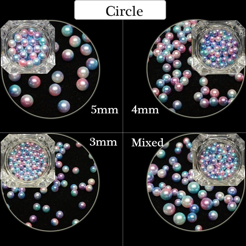 1 коробка модные 3D украшения для ногтей с эффектом русалки градиентные Блестящие Стразы для ногтей жемчужные бусины Инструменты Круг/полукруг CH280