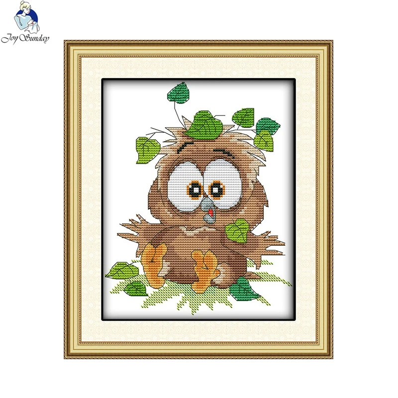 Набор для вышивки крестиком Joy Sunday Baby Owl DMC 11CT 14CT напечатанный на холсте хлопковой