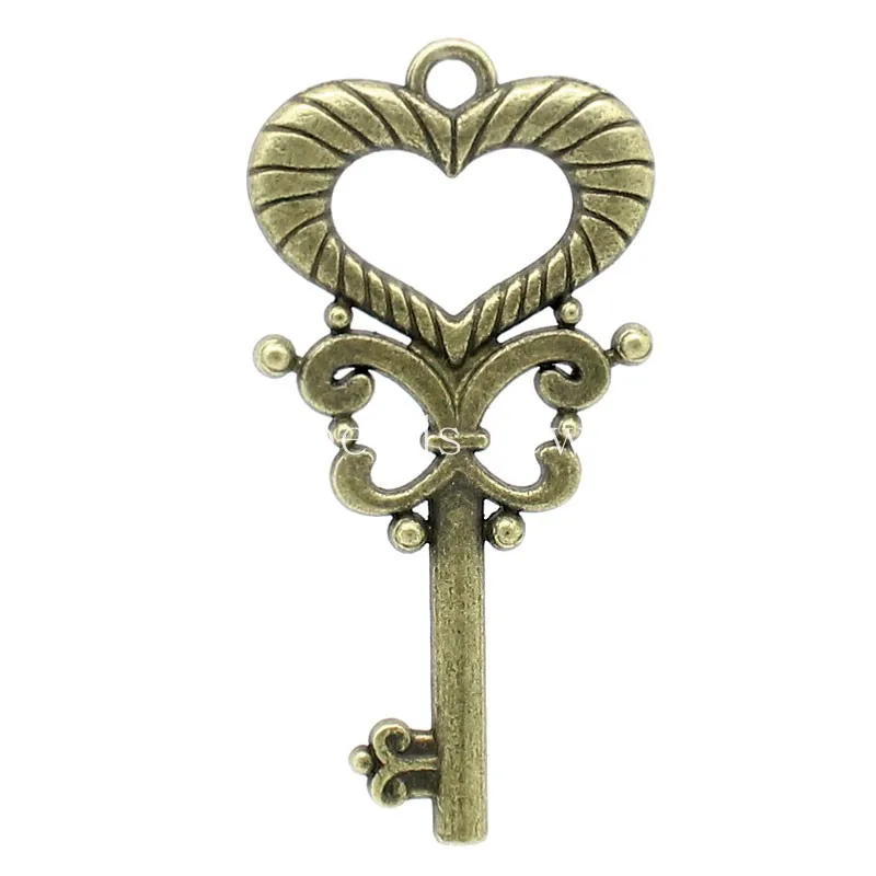 

Doreen Box Lovely Charm Pendants Key Heart Antique Bronze Hollow 3.9x2cm,30PCs (K02730)
