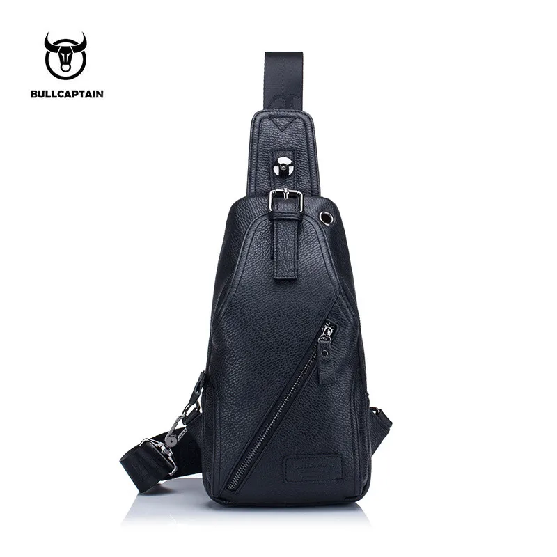 

Bullcaptain Fashion Men Genuine Cow Leather Minimalist Chest Bag Leisure Business Crossbody Bag Shoulder Bag Brand Designer Male