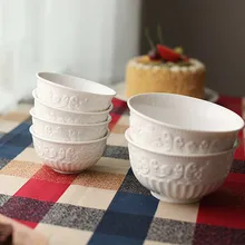 Белые чаши 5 шт./компл. пиалы европейский экспорт рельефы барокко керамический S/L