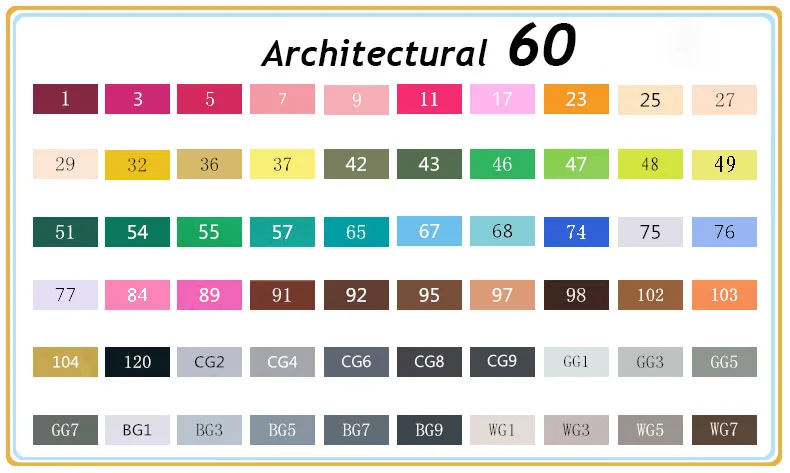 Touchfive маркеры на спиртовой основе набор маркеров для эскизов для рисования манга дизайн товары для рукоделия Copic - Цвет: Architectural60