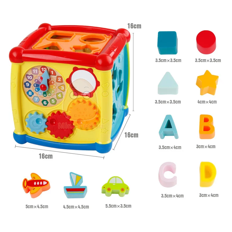 Многофункциональные Музыкальные Игрушки для малышей, музыкальная коробка, электронные игрушки, часы, геометрические блоки, сортировка, развивающие игрушки - Цвет: Upgraded Version