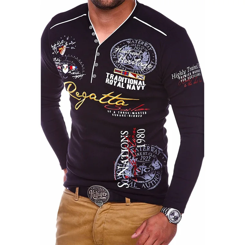 

ZOGAA Polo Shirts Men Clothes 2019 Brand New Long Sleeve Polo Shirt 3XL 4XL Casual Male Shirt Letter Printed Men's Tee Tops