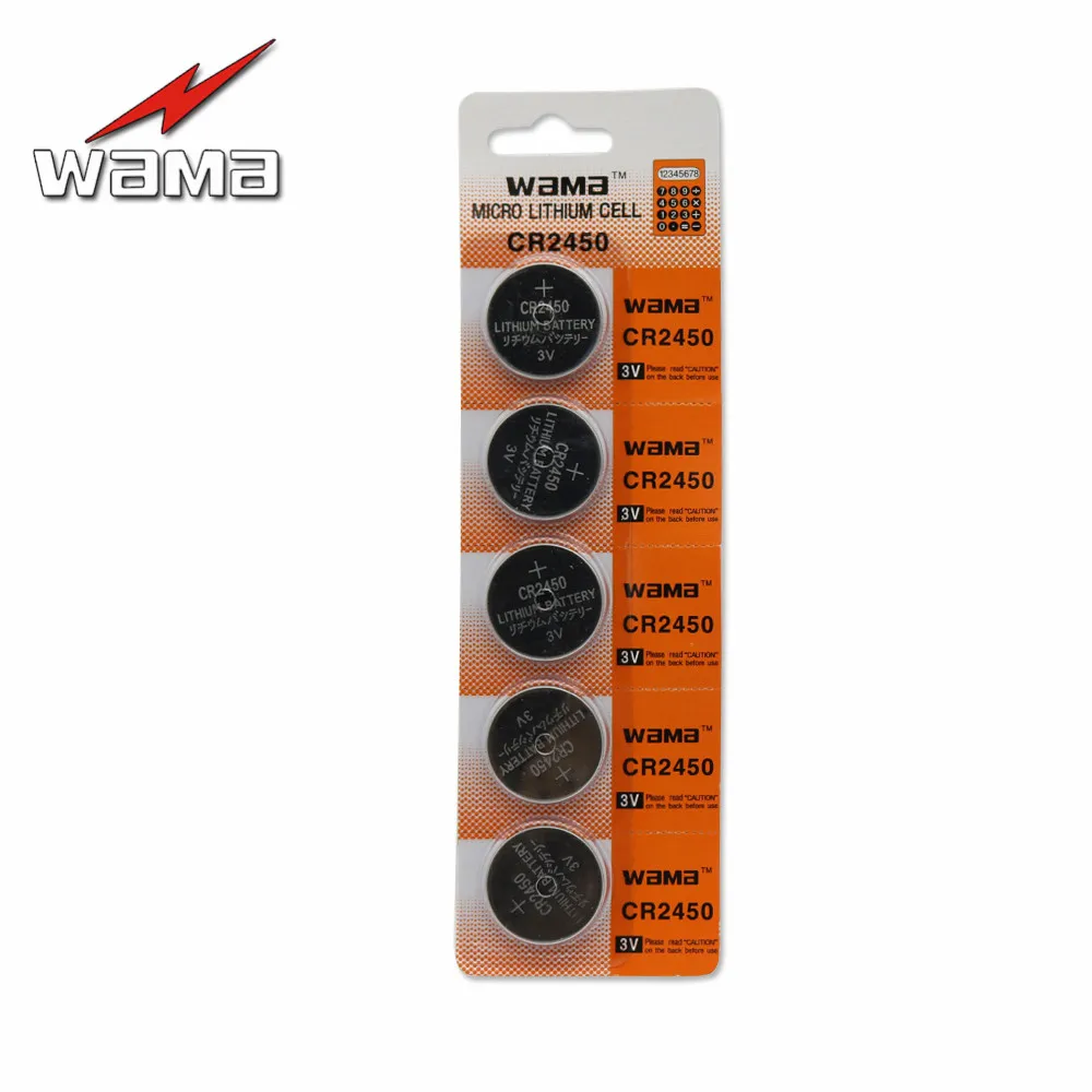 5х кнопочная батарейка Wama CR2450 литиевая 3 в DL2450 CR2450N ECR2450 для часов|batteries for watches|coin