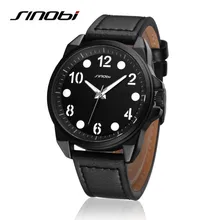 SINOBI Luxury Brand Leather Watches Men Waterproof Fashion Casual Sports Quartz Watch Dress Business Wrist Watch For Men AA243