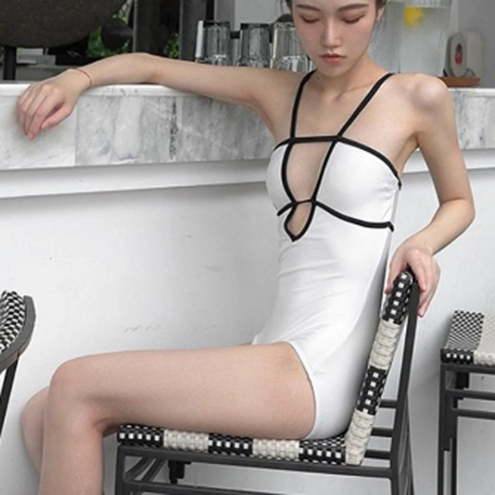 

White One Piece Swimsuit Women Swimwear Sexy Front Hollow Out Sling Bikini Brazilain Beachwear Bodysuit Swimming Suit