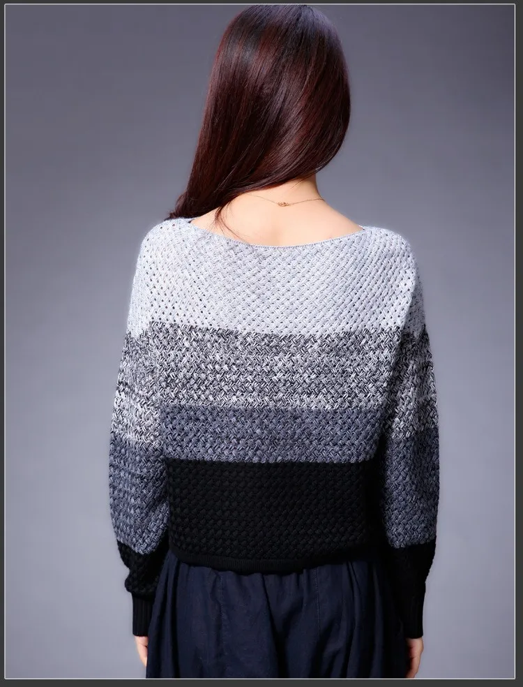 Дизайнерский цветной шерстяной свитер шерстяной свитер женский свитер короткий Свободный пуловер w1160