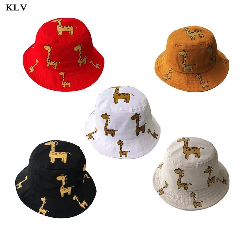 

Toddler Baby Wide Brim Fisherman Hat Cute Cartoon Giraffe Animal Printed Sunshade Beach UV Protection Summer Hip Hop Bucket Cap