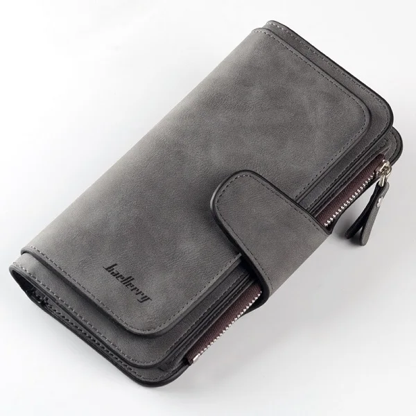 dark gray Портмоне baellerry, женский кожаный роскошный держатель для карт, клатч, повседневные женские кошельки, на молнии, с карманом, на застежке, женский кошелек, W196 - Цвет: dark gray